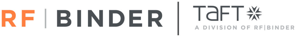 RF|Binder Taft Communications, a division of RF|Binder logo lockup